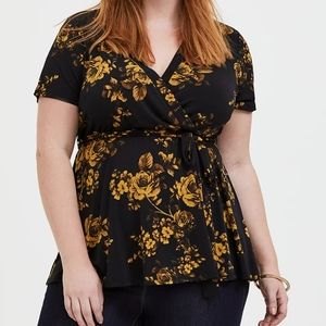 Torrid Floral wrap peplum top